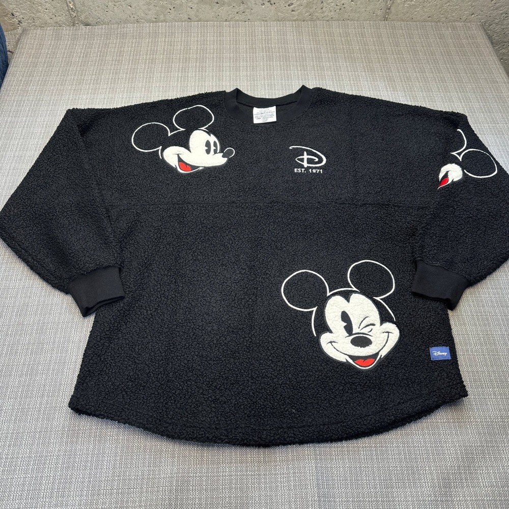 New Disney World Spirit Jersey Adult Large Mickey Mouse Sherpa Fleece Black